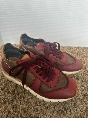 OTBT Burgundy and Brown Women's Leather Sneakers